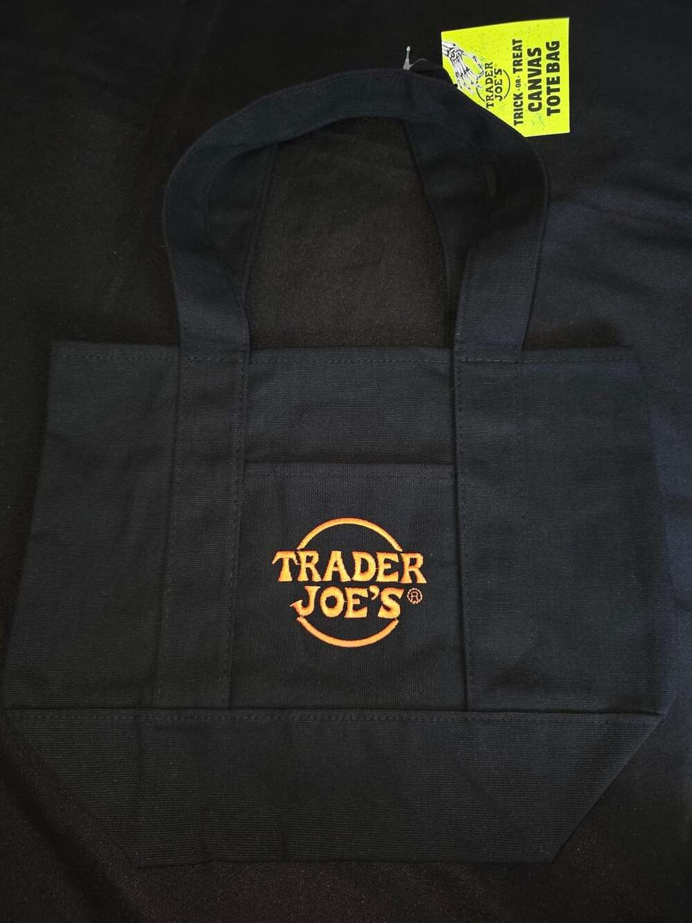 Trader Joe's Trick or Treat Canvas Tote Bag Black Mini